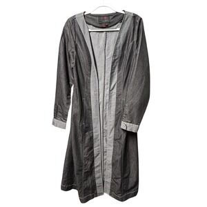 Women’s Long Open-Front Jean Duster Coat - Gray